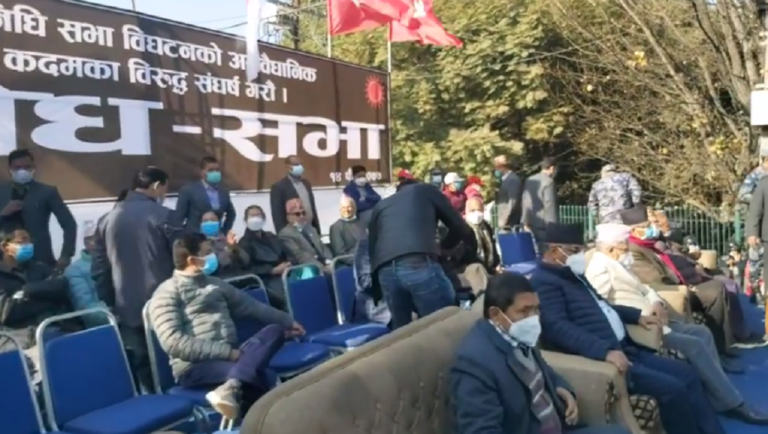 Read more about the article प्रतिनिधिसभा विघटनविरुद्ध प्रचण्ड–नेपाल समूहको विरोध प्रदर्शन