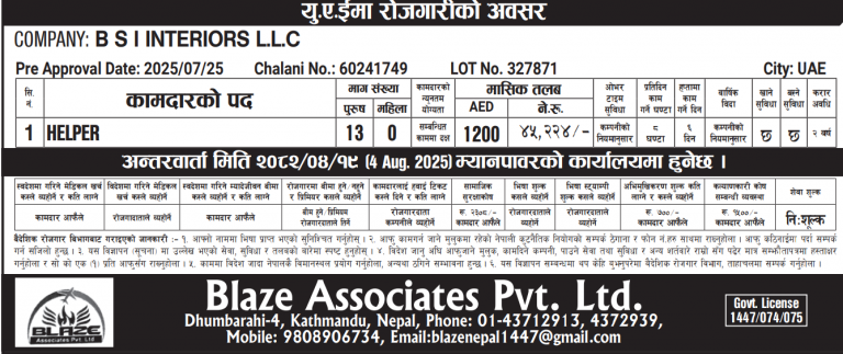 Read more about the article Male : Helper in UAE, 13 no