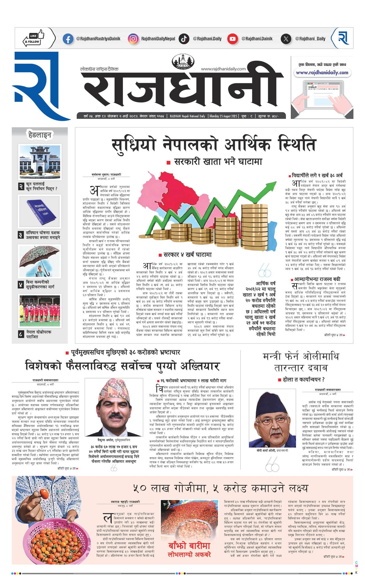 Rajdhani Rastriya Dainik : Bhadau-9, 2082 | Online Nepali News Portal | Nepali Online News Portal